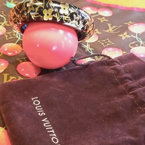 HP LOUIS VUITTON Elegant INCLUSION Shiny Black Gold Bangle Resin LV Bracelet LN - Picture 15 of 16